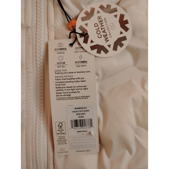 Women's Calia Cold Dash Run Vest Ivory XS - Picture 8 of 8